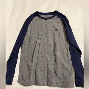 Polo Ralph Lauren Gray and Navy Long Sleeve Tee kids M women’s XS